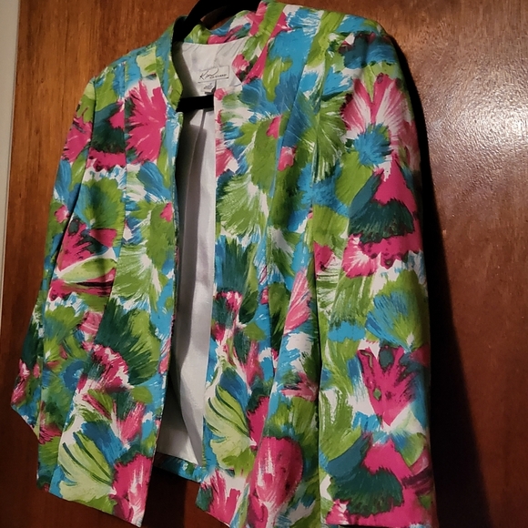 Kim Roger's Size 12 Womens Open Front Lined Floral Spring Casual Jacket - Picture 4 of 10